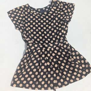 ganni | Polka Dot Silky Black Mocha Mini Dress Pockets Small Short Sleeve